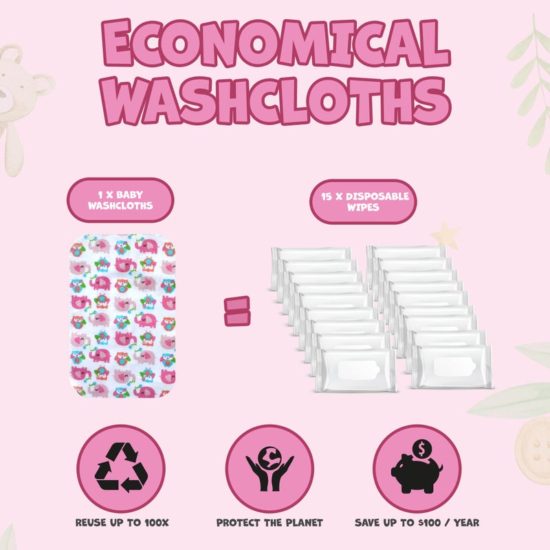 Omilion Baby Washcloth - 30 Pack of Flannel Newborn Washcloths - 100% Cotton - Fun, Colorful Designs - Reusable - Washable - 7x10 Inch Infant Washcloth Set - Image 4